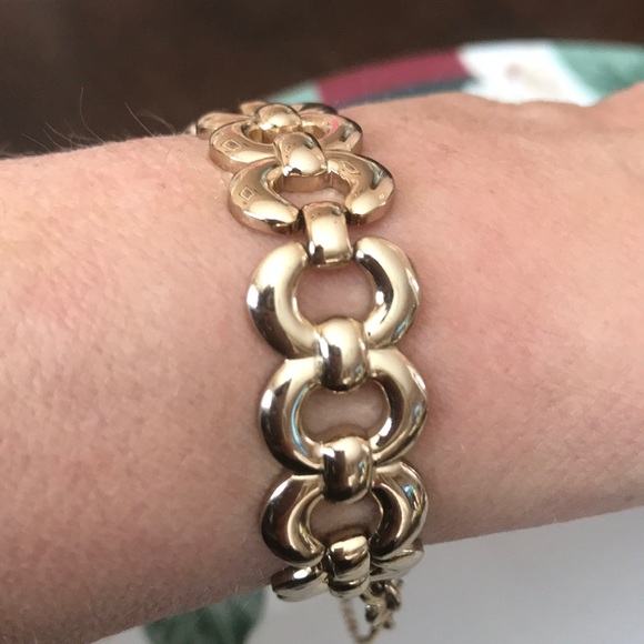 Jewelry Vintage Gold Plated Bracelet Safety Chain Euc